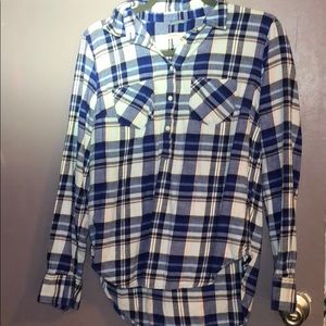 Blue long sleeved flannel